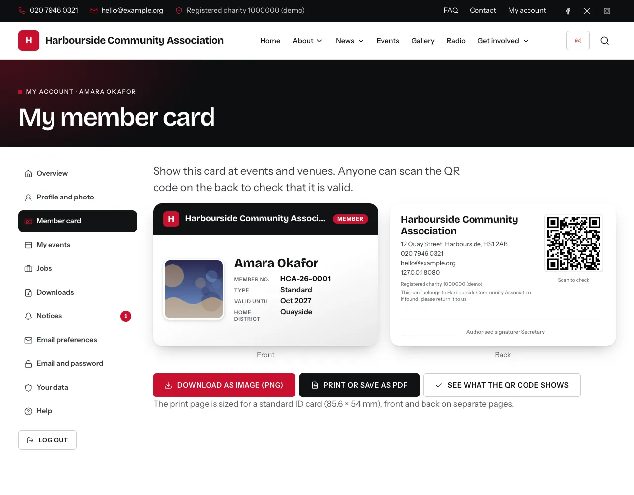The member card