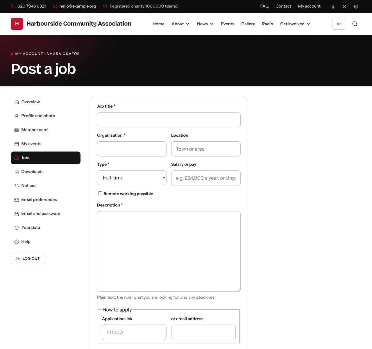 Posting a job